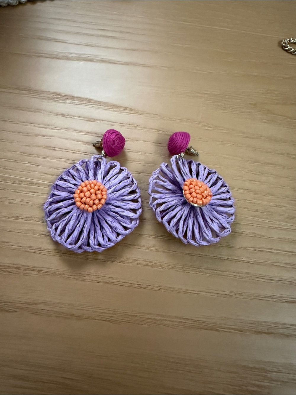 Lucky Brand Raffia Drop Earrings in Lilac